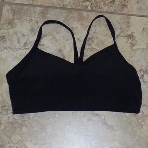 Athleta Sports Bra Women L Black Good Y-Back V-Neck Activewear Workout Yoga